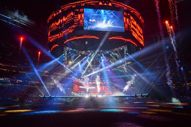 The Star Stage at Houston Rodeo, vibrant lighting for concerts and events.