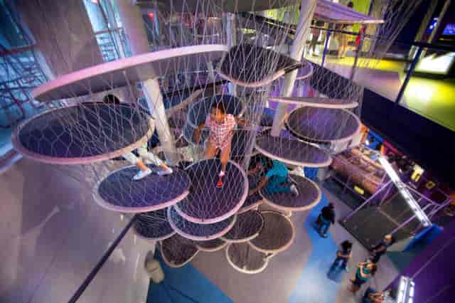 Interactive play structure in Celebrations Room at Children’s Museum Houston for events.