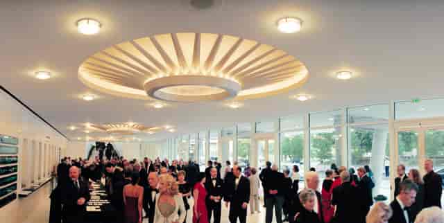Elegant Grand Lobby at The Hobby Center, perfect for networking events and celebrations.