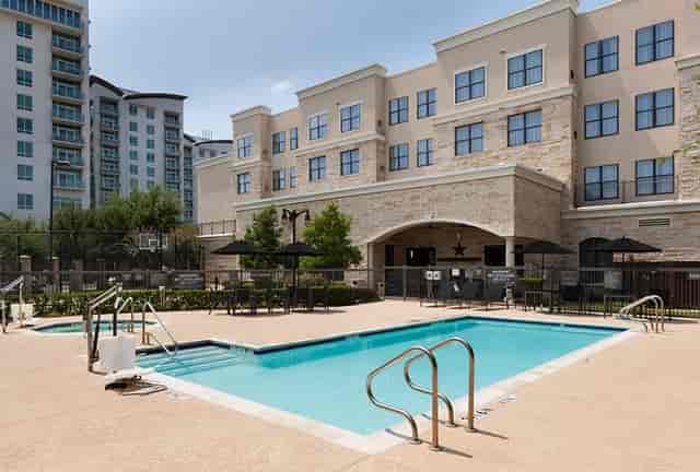 Outdoor pool at Residence Inn Fort Worth for networking events and relaxation.