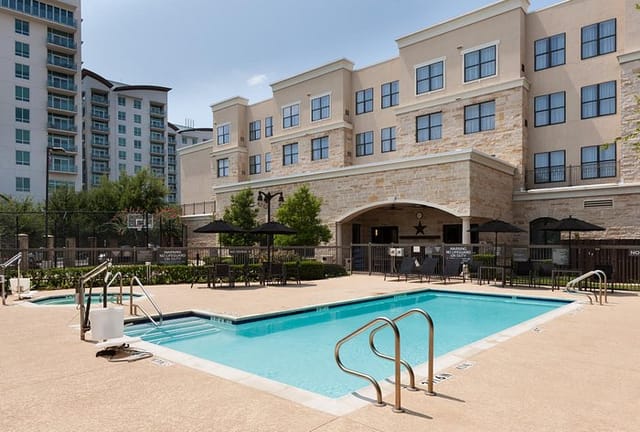 Outdoor pool at Residence Inn Fort Worth for networking events and relaxation.