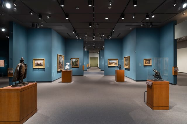 Spacious Amon Carter art gallery with contemporary lighting, ideal for upscale events.