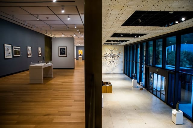 Spacious Amon Carter Museum gallery with modern decor, ideal for events and art displays.