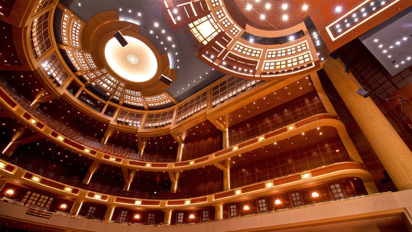 Eugene McDermott Concert Hall: stunning auditorium with tiered seating for concerts and events.