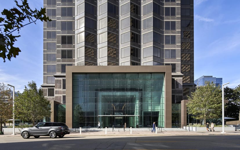 Board Room in Trammell Crow Center: modern glass entrance for corporate meetings and events.