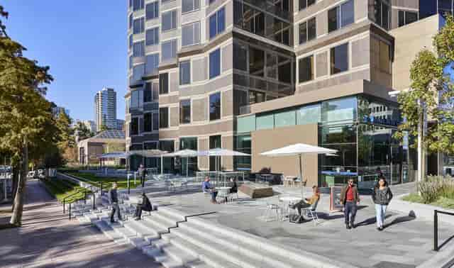 Modern Trammell Crow Center Conference Center with spacious patio for outdoor events.