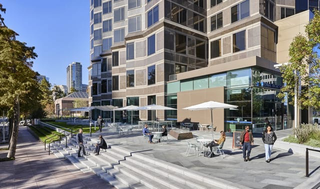 Modern Trammell Crow Center Conference Center with spacious patio for outdoor events.