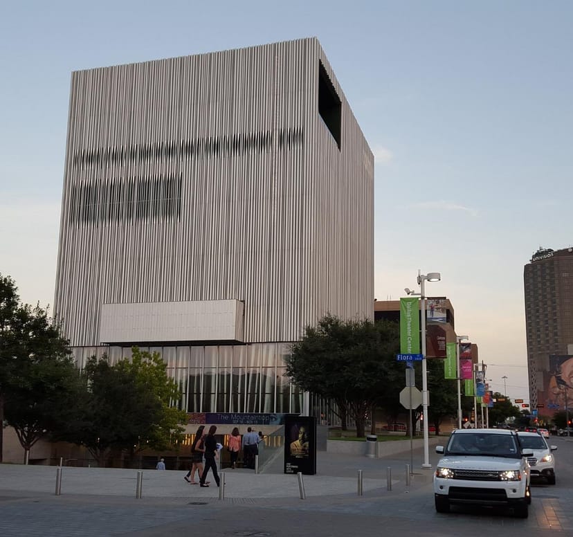 Wyly Studio Theatre, modern architecture, ideal for corporate events and gatherings.