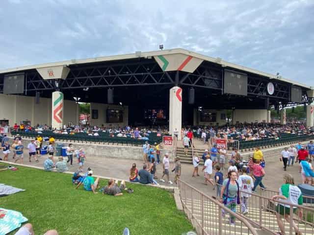 Lawn area at Dos Equis Pavilion, ideal for concerts and community gatherings.