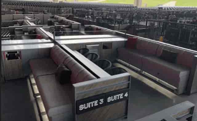 Private boxes at Dos Equis Pavilion, sleek VIP space for corporate events and parties.