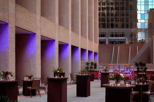 Elegant outdoor meeting room at The Westin Dallas for receptions and networking events.