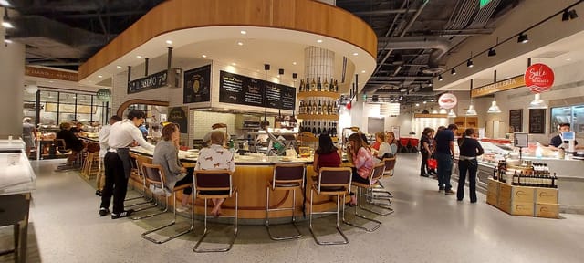 Vibrant dining area in NorthPark Center mall for networking events and gatherings.