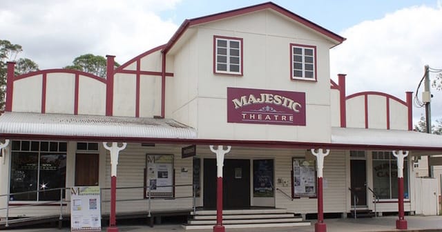 Majestic Theatre exterior, classic architecture, community events venue.