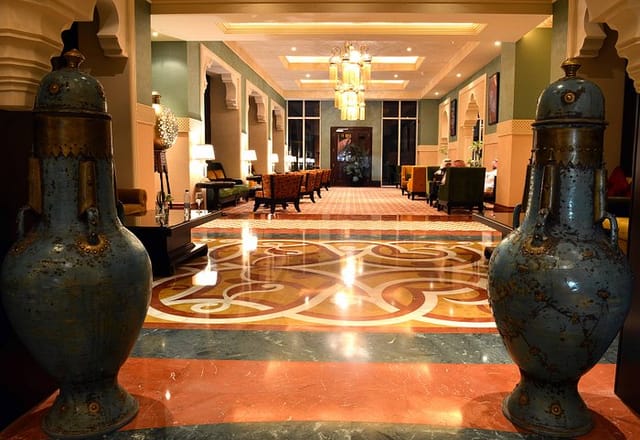 "Al Orouba Meeting Room with elegant lighting, perfect for events and receptions."