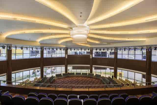 Main Hall KSAU-HS Convention Center, elegant circular layout for conferences and events.
