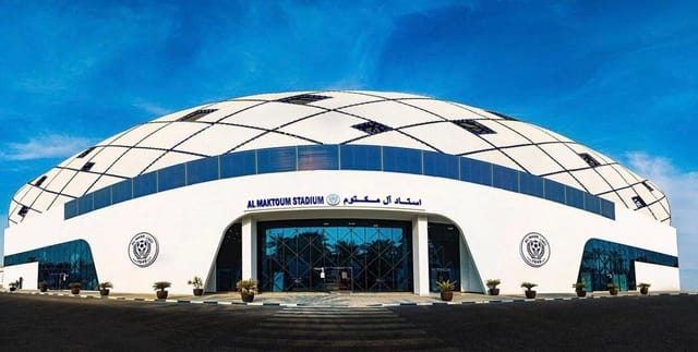 Al Maktoum Stadium at Al Nasr Club, a modern venue for sports events and conferences.