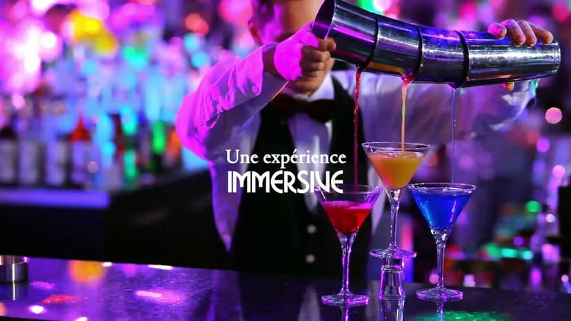 "Vibrant cocktail setup with bartender pouring drinks at Mad Hatter’s Tea Party event."