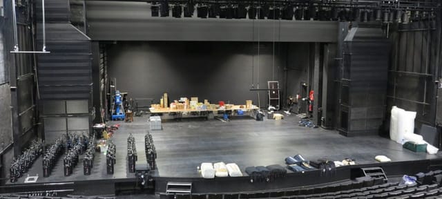 Spacious event stage in pre-production at Théâtre de la Croix-Rousse, ideal for performances.