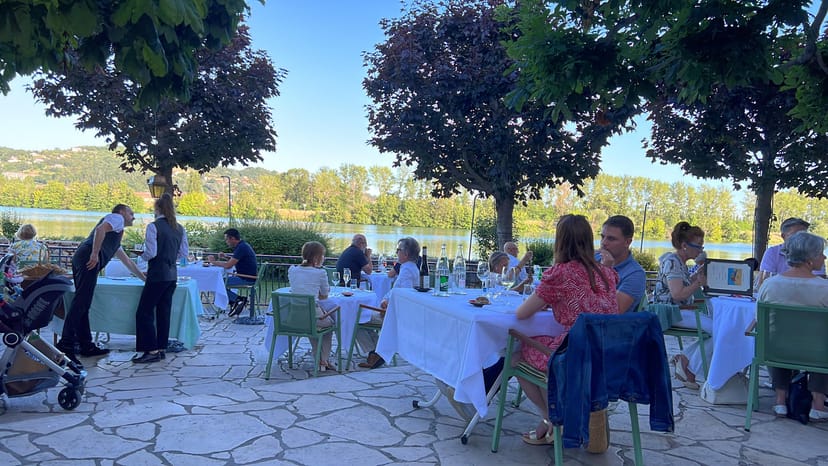 Elegant outdoor dining at Le Beau Rivage, perfect for al fresco events and celebrations.