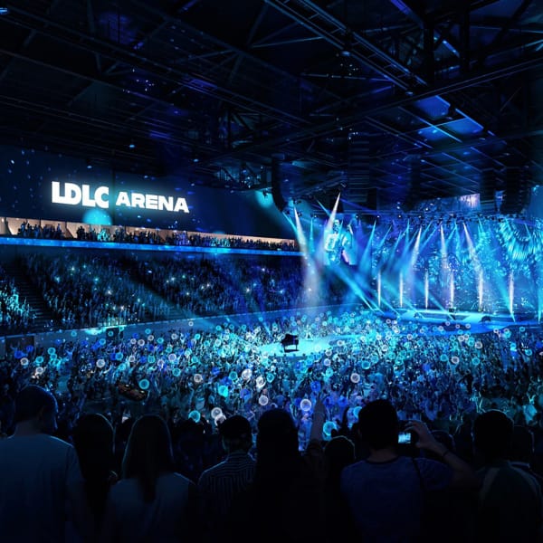 LDLC Arena event with vibrant lights and engaged audience, perfect for large-scale gatherings.