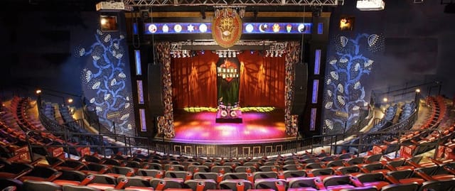 Music Hall stage with vibrant lighting at House of Blues Dallas for events.