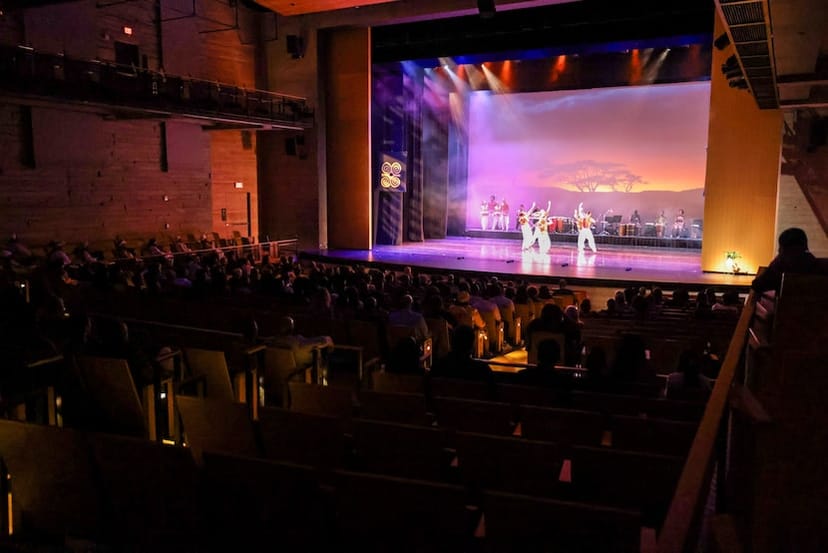 Dallas Black Dance Theatre conference room with dynamic stage lighting for performances.