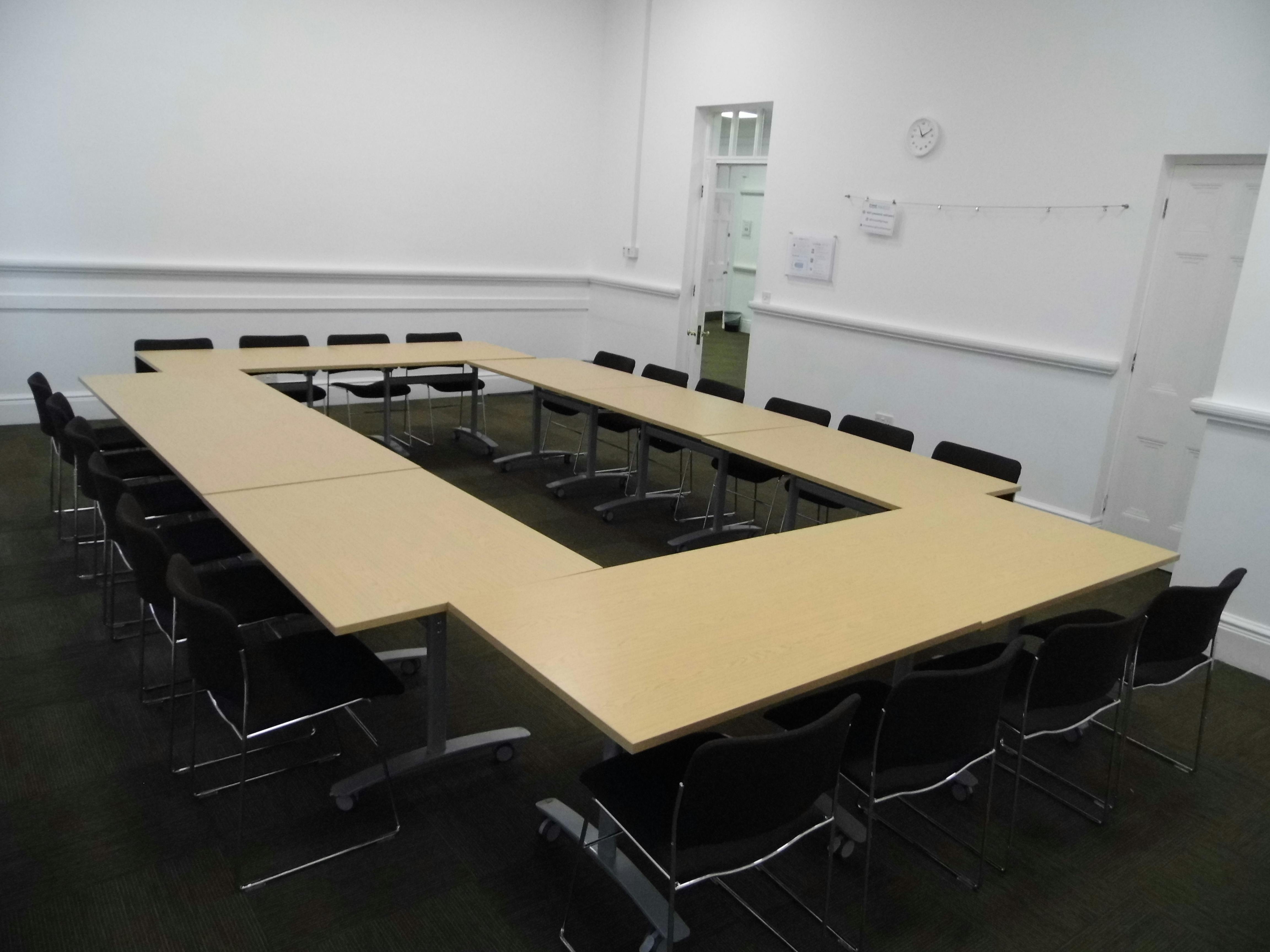 G3 Meeting Room at Friends' Meeting House, U-shaped setup for collaborative discussions.