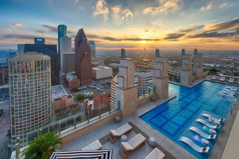 Grand Ballroom rooftop venue with skyline view, ideal for corporate events and receptions.