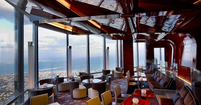 Elegant event space in Burj Khalifa with panoramic city views for upscale gatherings.