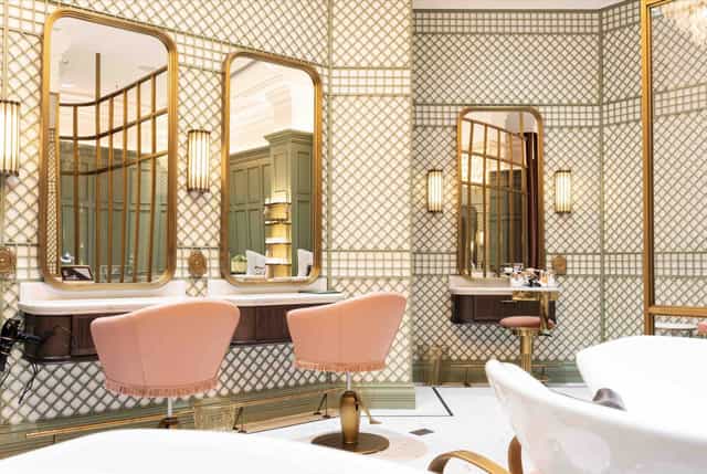 Luxurious restroom in The Gold Room with gold accents for high-end events.