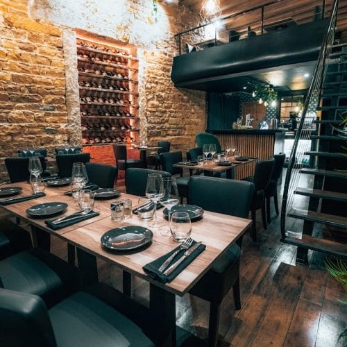 Stylish restaurant interior with modern decor for intimate dinners and corporate events.