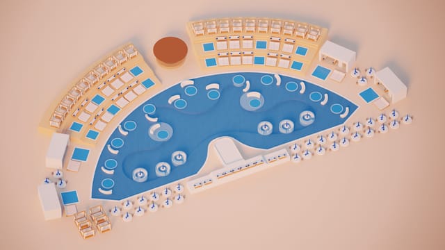 Hall of Fame at BLU Oasis with pool, perfect for casual gatherings or corporate events.