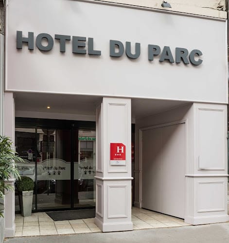 Elegant Hotel Du Parc entrance, perfect for corporate meetings and events.
