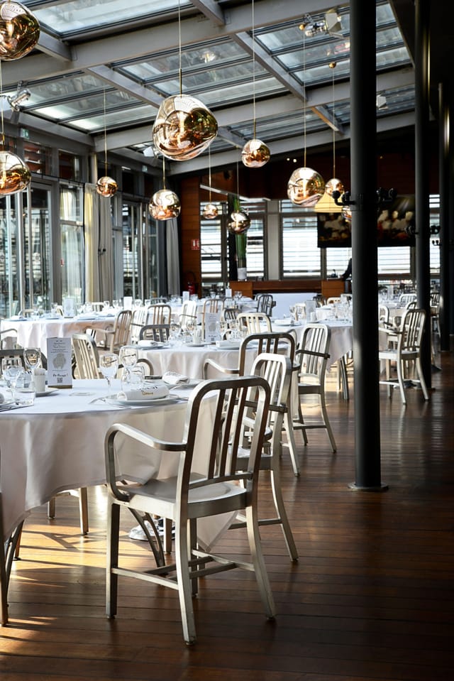 Elegant dining space at Maisons Bocuse for corporate events and gatherings.