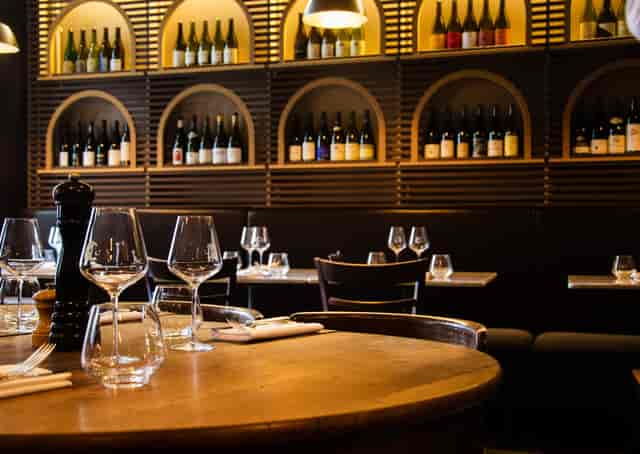 Elegant restaurant setting at Café Terroir for wine-tasting and intimate dining events.