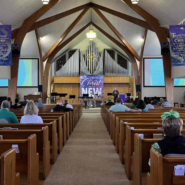 Fellowship Hall in St. Francis Episcopal Church set for a community worship service.