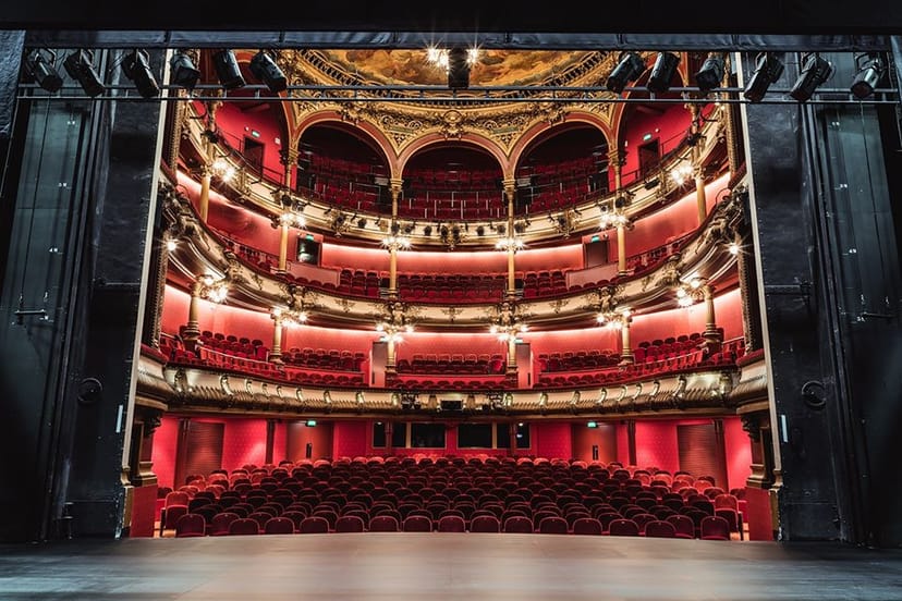 Atrium at Les Célestins: Elegant theater with plush seating for performances and events.