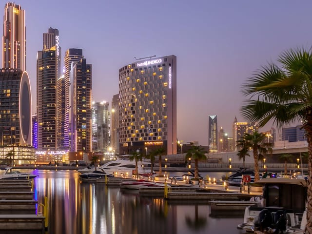 Flamingo at Hotel Indigo Dubai Downtown with skyline views, perfect for upscale events.