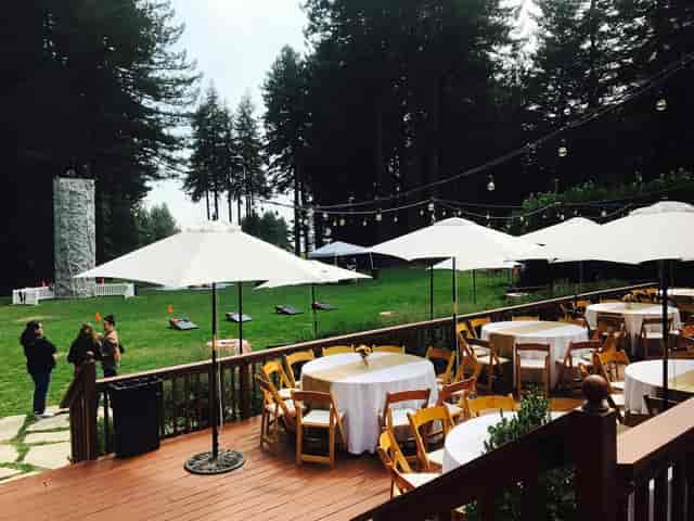 Redwood Deck at The Mountain Terrace, outdoor event space for weddings and gatherings.