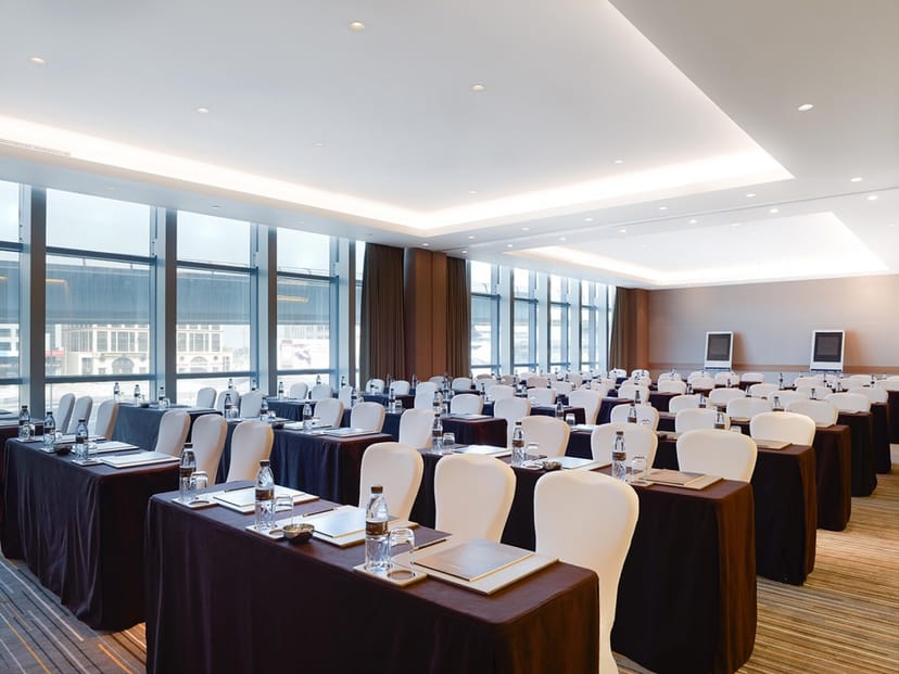 Conference room at Sofitel Dubai, featuring elegant setup for professional seminars.