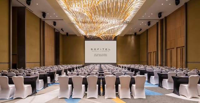 Sofitel Dubai The Obelisk meeting room with elegant setup for corporate events and conferences.
