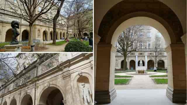 Serene courtyard at Lyon Fine Arts Museum, ideal for outdoor events and networking.