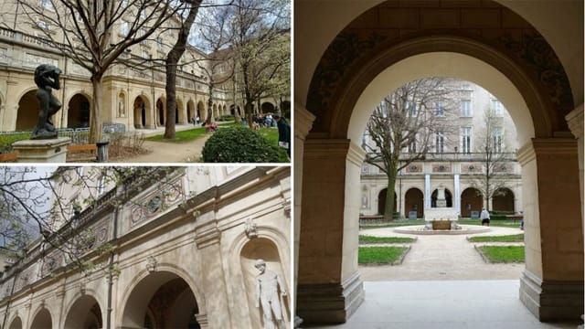 Serene courtyard at Lyon Fine Arts Museum, ideal for outdoor events and networking.