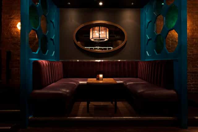 Raised VIP area at Dirty Martini Covent Garden, cozy booth for networking events.