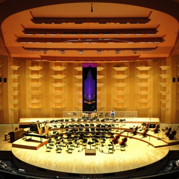 Auditorium in Lyon Events: elegant wooden interior for concerts and corporate events.