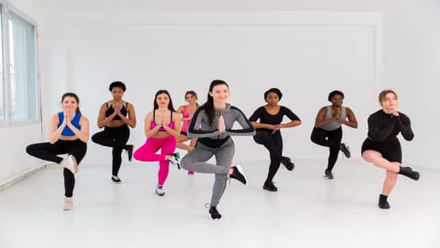 Group workout at Dance and Dazzle Studio, ideal for team-building wellness events.