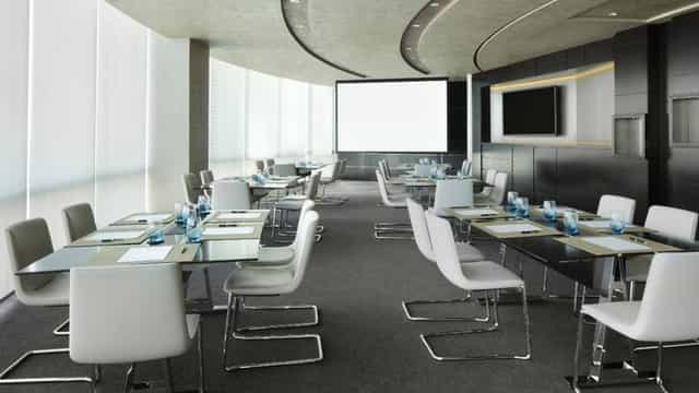 Modern seminar room in Jumeirah Emirates Towers, ideal for corporate events and workshops.