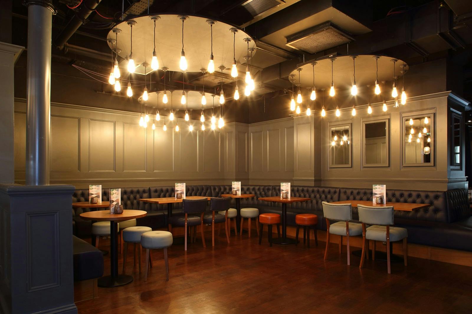ABO Lounge at All Bar One - The O2, modern event space with stylish lighting for gatherings.