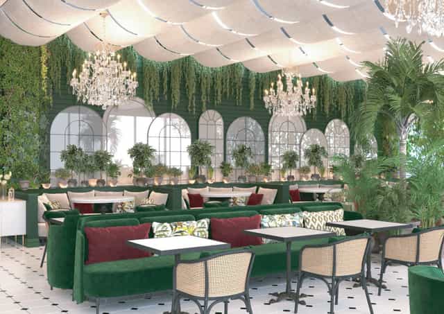 Elegant Boulangerie venue with chandeliers; ideal for upscale events and gatherings.