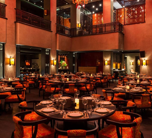 Elegant Main Dining Area in Buddha-Bar Dubai, ideal for upscale events and dinners.